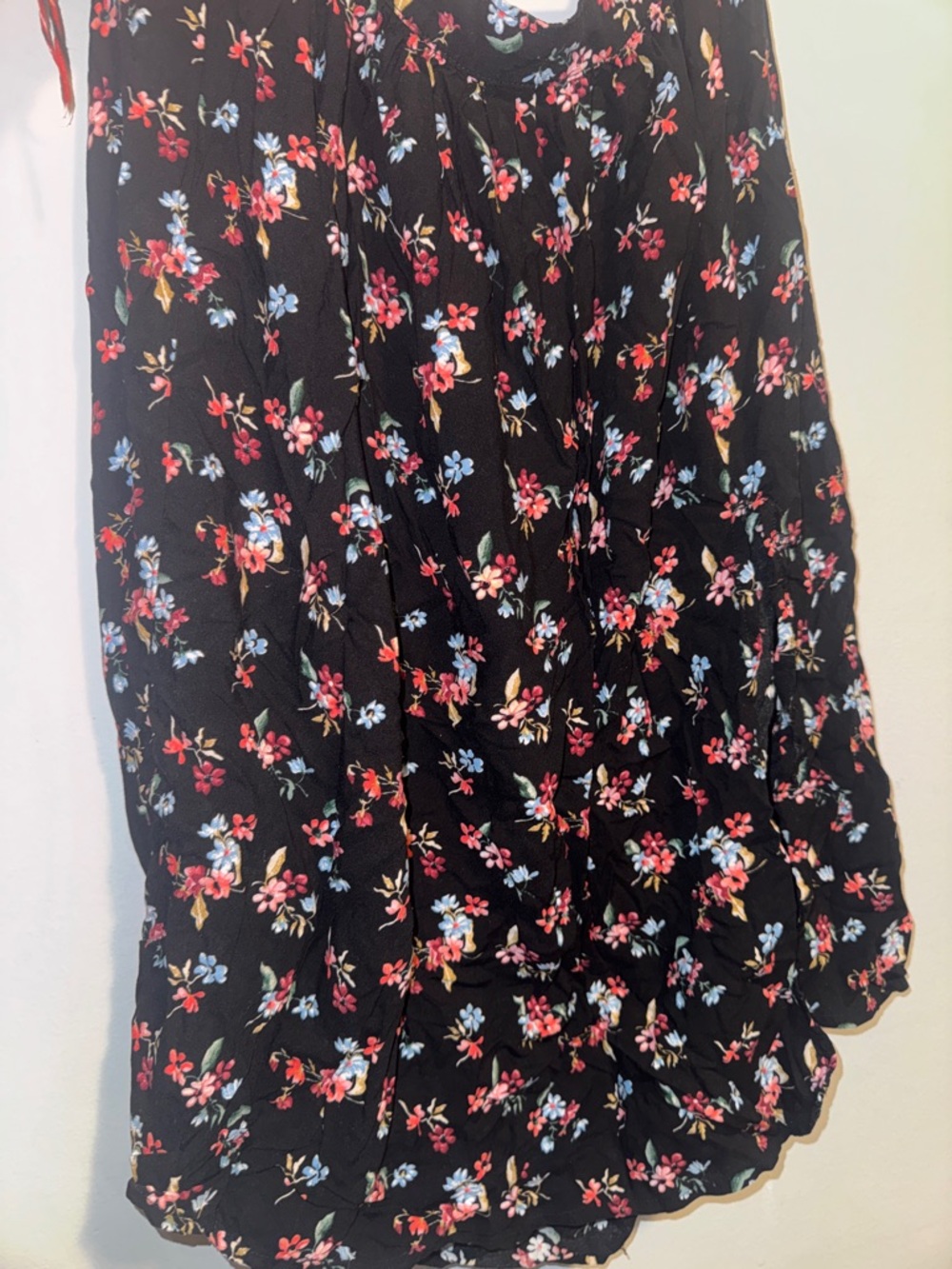 Hollister Black A-Line Skirt with Red, Pink & Blue Floral Print